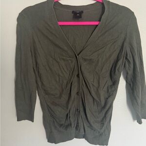 Ann Taylor LOFT Dark Green Long‎ Sleeve Knit button up Cardigan XS Petite